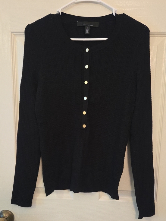 White House Black Market Sweaters - White House Black Market Black Button-Front Knit Cardigan Sweater Size Medium